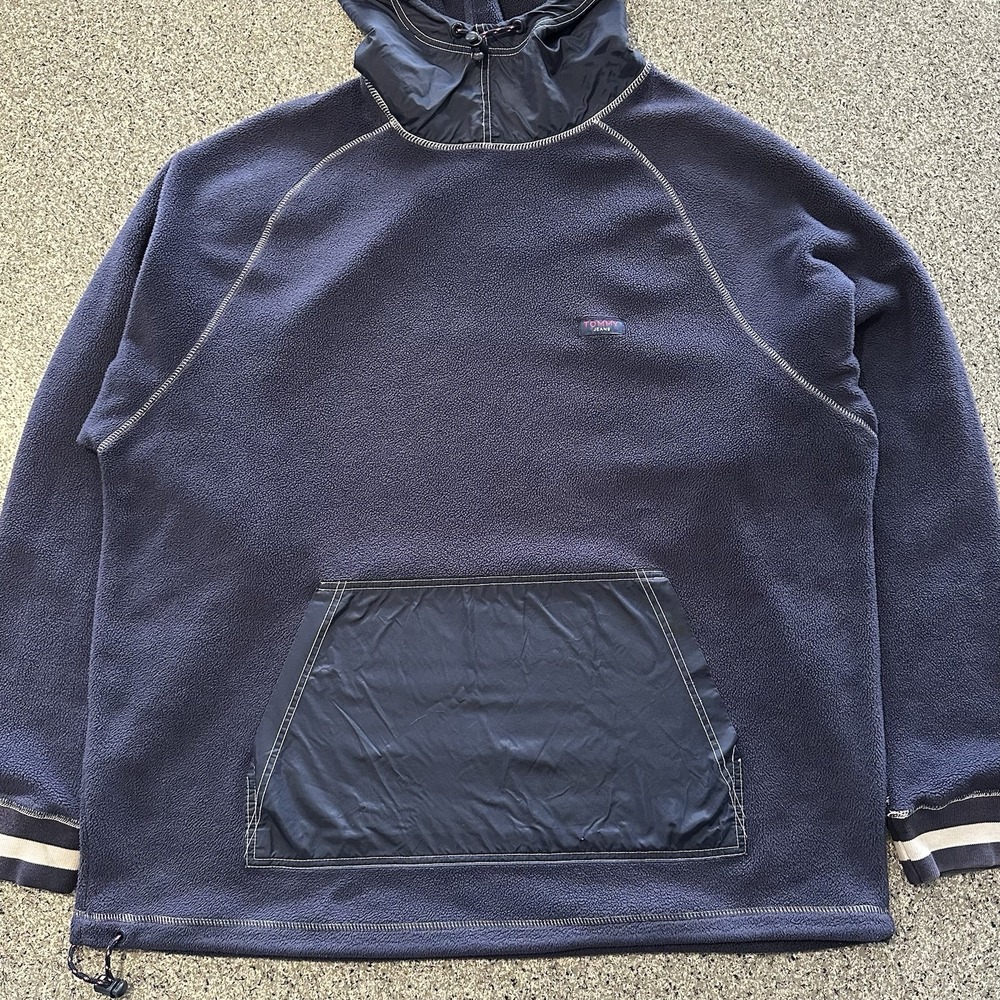 Vintage Tommy Hilfiger Hoodie Mens XXL Navy Polar Fleece Pullover‎ Y2K '99